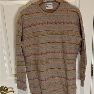 Laura Ashley Women's Striped Crewneck Sweater - Beige and Red